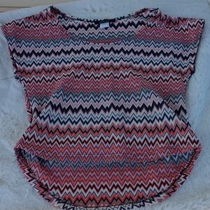 Paper Tee Multicolor Chevron Short Sleeve Top